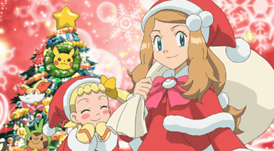 ポケモンアニメ「ハリマロンVSメガメガニャース！！」で、サンタに扮したセレナ＆ユリーカからクリスマスプレゼントのクイズが
