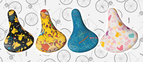 「ポケモンチャリCAP」は、ポケモンがプリントされたデザインの自転車サドルカバーで、今回は、ピカチュウスター、メガシンカなど4種類が発売されます