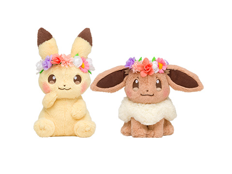 ぬいぐるみ Pikachu&Eievui's Easter（ピカチュウ／イーブイ）　各1,600円（★）