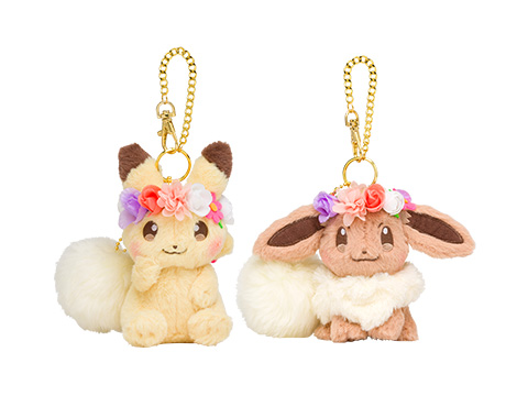 チャーム付きマスコット Pikachu&Eievui's Easter（ピカチュウ／イーブイ）　各1,300円（★）