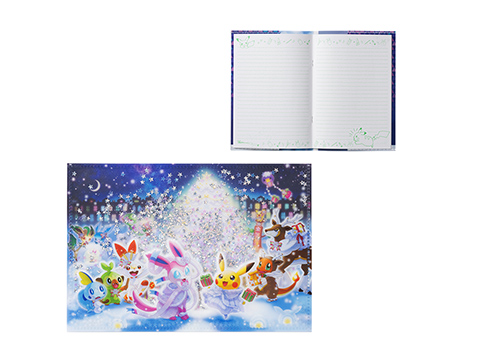 スパンコール入りカバー付きノート pokemon Frosty Christmas　750円（★）