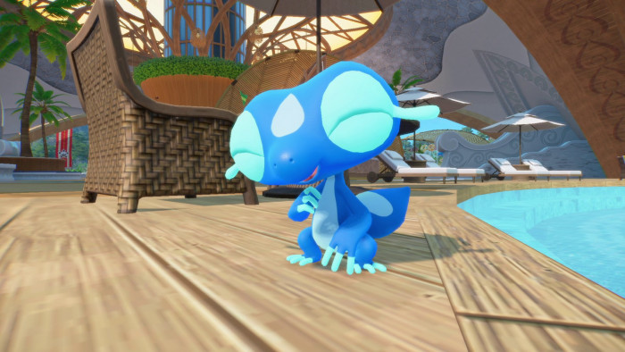 背伸びしたふるまいであざとく立ち回るみずやもりポケモンであり、尻尾からは弾力のある水の球